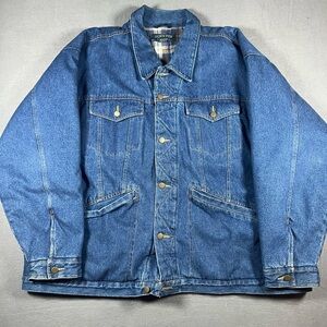 Vintage Salmon River Traders Heavy Duty Denim Jacket Flannel Lines Size 3XL